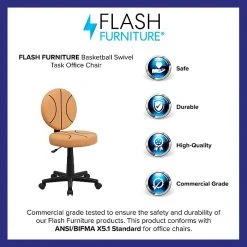 Flash Furniture Vinyl Basketball Task Chair Without Arms, Orange -Office Chairs Shop unnamed file 5648