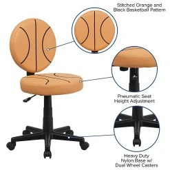Flash Furniture Vinyl Basketball Task Chair Without Arms, Orange -Office Chairs Shop unnamed file 5649