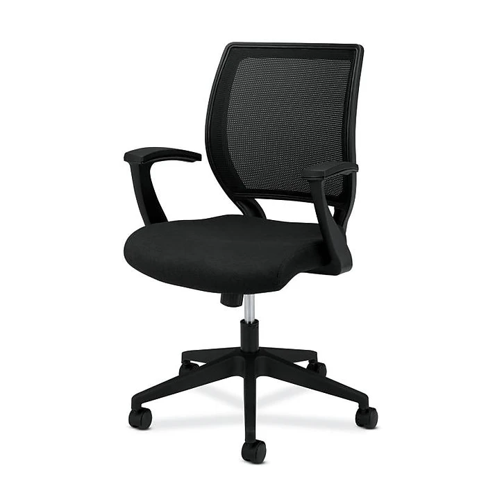 HON Mesh Mid-Back Task Chair, Center-Tilt, Fixed Arms, Black Fabric (BSXVL521VA10) 4 HON Mesh Mid-Back Task Chair, Center-Tilt, Fixed Arms, Black Fabric (BSXVL521VA10) - Image 2