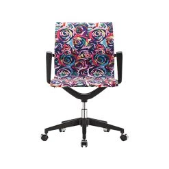 The Raynor Group Elizabeth Sutton Wynwood Fabric Swivel Task Chair, Multi Rose Black Silver (K-ESWY-BLK-ROSE-SIL)