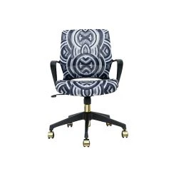 The Raynor Group Elizabeth Sutton Gramercy Fabric Swivel Task Chair, Black Grayscale Echo Gold (K-ESGR-BLK-ECHO-GLD)