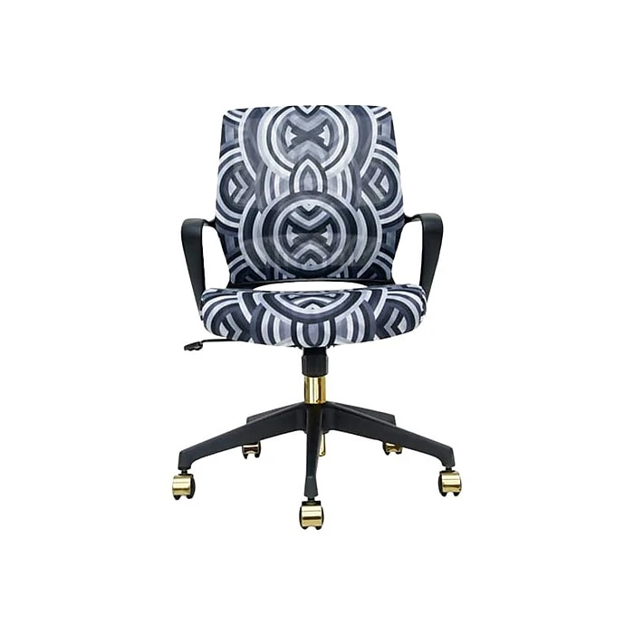 The Raynor Group Elizabeth Sutton Gramercy Fabric Swivel Task Chair, Black Grayscale Echo Gold (K-ESGR-BLK-ECHO-GLD) 3 The Raynor Group Elizabeth Sutton Gramercy Fabric Swivel Task Chair, Black Grayscale Echo Gold (K-ESGR-BLK-ECHO-GLD)
