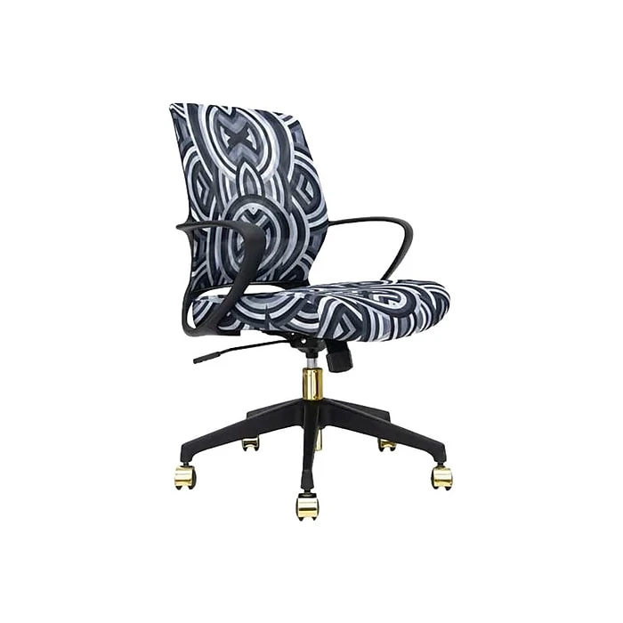 The Raynor Group Elizabeth Sutton Gramercy Fabric Swivel Task Chair, Black Grayscale Echo Gold (K-ESGR-BLK-ECHO-GLD) 4 The Raynor Group Elizabeth Sutton Gramercy Fabric Swivel Task Chair, Black Grayscale Echo Gold (K-ESGR-BLK-ECHO-GLD) - Image 2