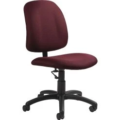 Global Goal Armless Custom Fabric Task Chair In Burgundy, Seat: 20"W X 17-18 1/2"D, Back: 18 1/2"W X 20 1/2-22"H