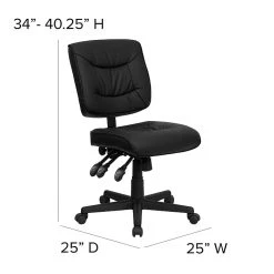 Flash Furniture Mid Back Leather Multi-Functional Task Chair, Black -Office Chairs Shop unnamed file 5983