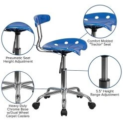 Flash Furniture Chrome Low Back Computer Task Chair With Tractor Seat, Vibrant Bright Blue -Office Chairs Shop unnamed file 600