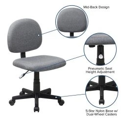 Flash Furniture 31" - 37 1/2" Fabric Ergonomic Task Chairs (BT660GY) -Office Chairs Shop unnamed file 6047