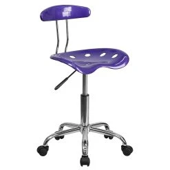Flash Furniture Chrome Low Back Computer Task Chair With Tractor Seat, Vibrant Violet