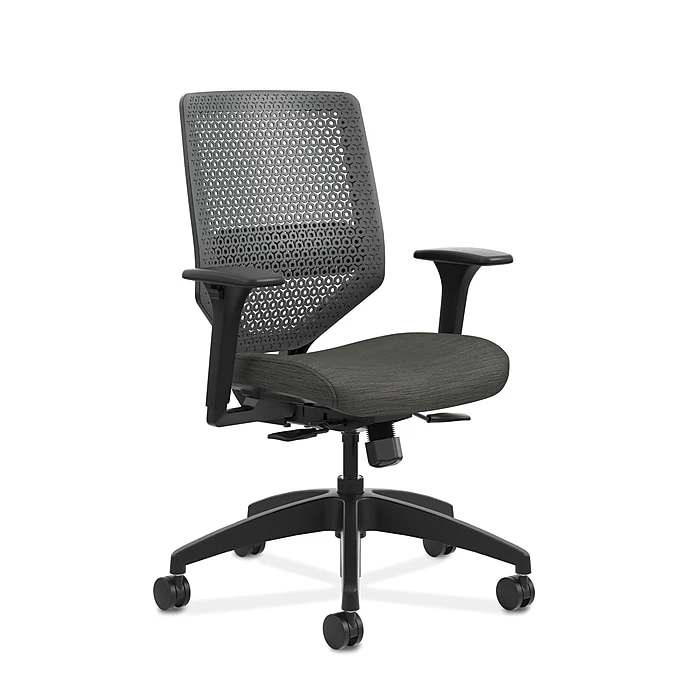 HON Solve ReActiv/Fabric Mid-Back Task Chair, Adjustable Lumbar Support & Arms, Charcoal/Ink (HONSVR1ACLC10T) 3 HON Solve ReActiv/Fabric Mid-Back Task Chair, Adjustable Lumbar Support & Arms, Charcoal/Ink (HONSVR1ACLC10T)