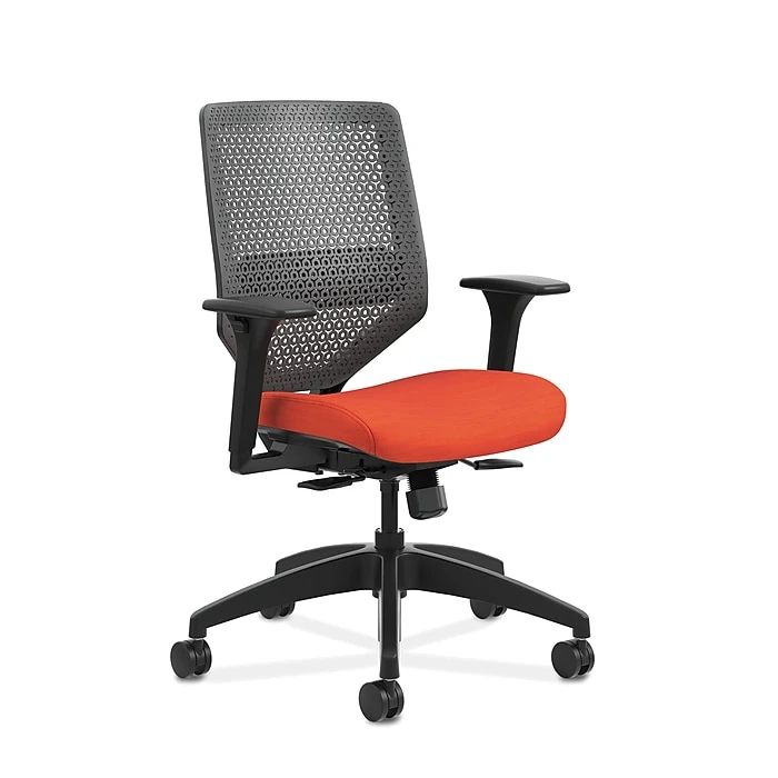 HON Solve ReActiv/Fabric Mid-Back Task Chair, Adjustable Lumbar Support & Arms, Charcoal/Bittersweet (HONSVR1ACLC46T) 3 HON Solve ReActiv/Fabric Mid-Back Task Chair, Adjustable Lumbar Support & Arms, Charcoal/Bittersweet (HONSVR1ACLC46T)