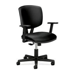 HON Volt 5700 Series Mid-Back SofThread Leather Task Chair, Black (5703ASB11.COM)
