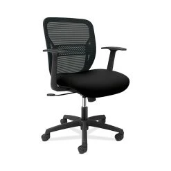 HON Gateway Task Chair, Mid-Back, Swivel-Tilt, Fixed Arms, Black Fabric And Mesh (HONGVFMZ1ACCF1G)