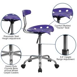 Flash Furniture Chrome Low Back Computer Task Chair With Tractor Seat, Vibrant Violet -Office Chairs Shop unnamed file 616