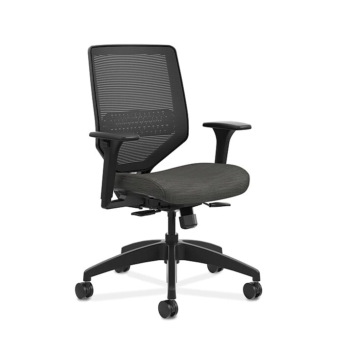 HON Solve Ilira-Stretch Mesh /Fabric Mid-Back Task Chair, Adjustable Lumbar Support & Arms, Black/Ink (HONSVM1ALC10T) 3 HON Solve Ilira-Stretch Mesh /Fabric Mid-Back Task Chair, Adjustable Lumbar Support & Arms, Black/Ink (HONSVM1ALC10T)
