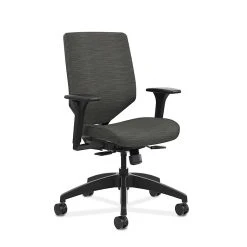 HON Solve Upholstered Charcoal ReActiv/Fabric Mid-Back Task Chair, Adjustable Arms, Ink (HONSVU1ACLC10T)