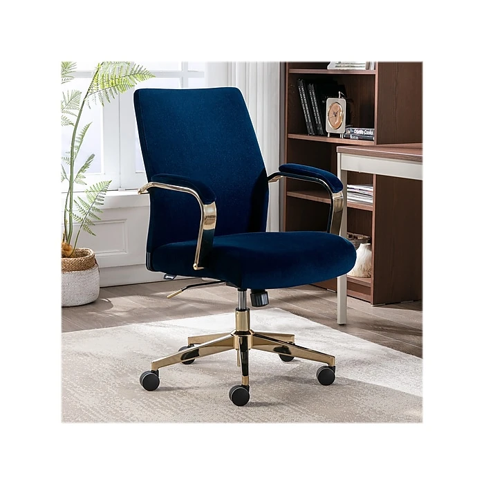 Thomasville Furniture Joelle Ergonomic Fabric/Metal Desk Chair, Blue/Gold (60068) 9 Thomasville Furniture Joelle Ergonomic Fabric/Metal Desk Chair, Blue/Gold (60068) - Image 7