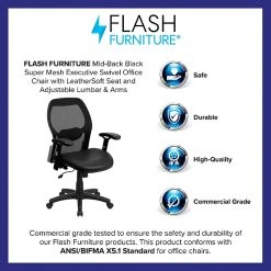 Flash Furniture Mid Back Super Mesh Office Chair With Black Italian Leather Seat, Black -Office Chairs Shop unnamed file 709