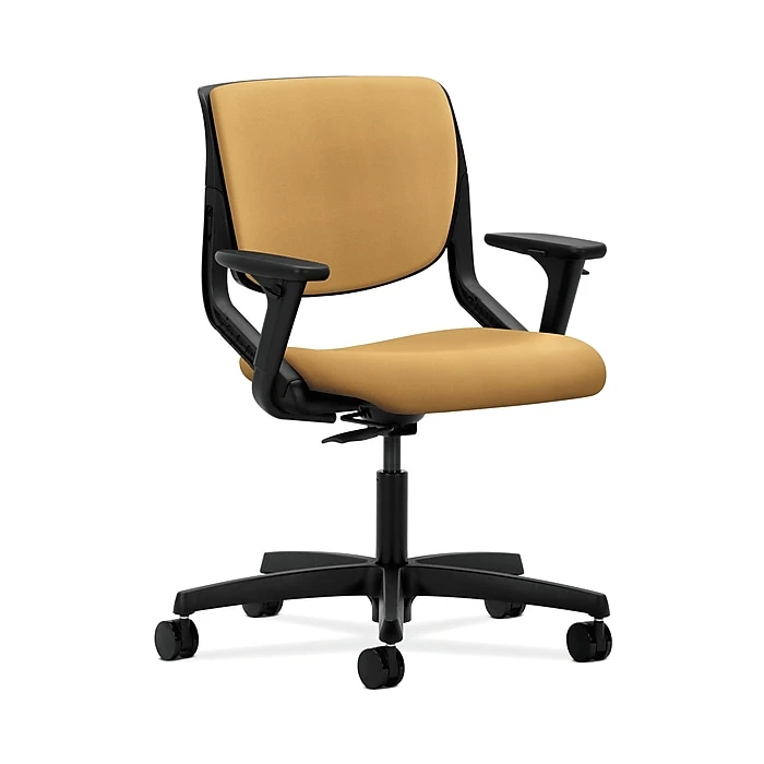 HON HONMT102NR26 Motivate Upholster Back Office/PC Chair, Adj. Arms, Onyx Shell, Mustard Fabric 3 HON HONMT102NR26 Motivate Upholster Back Office/PC Chair, Adj. Arms, Onyx Shell, Mustard Fabric